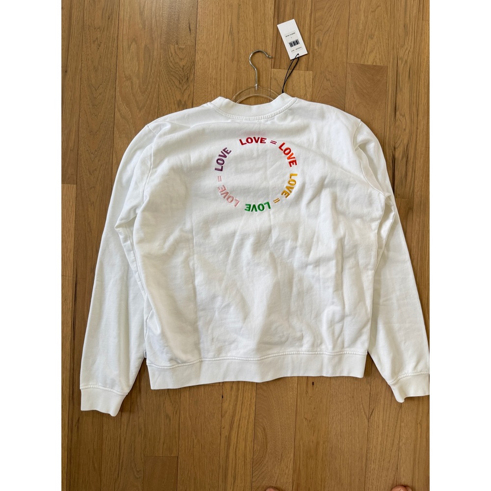 7 For All Mankind Sweatshirt Womens L White Rainbow Love = Love Pride